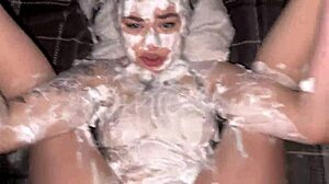Foamy huge soapy ass takes monster cock pov rough creampie tight pussy