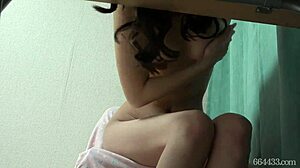 Heart skips seeing Japanese girls naked under desk on hidden cam