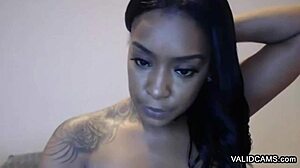 adult ebony minx strips and plays solo on homemade webcam