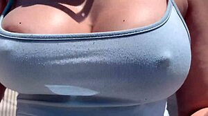 Artemisia love's huge italian milf tits bounce free outdoors no bra nipples hard