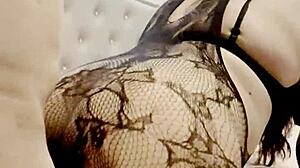 Chubby Wife's Fishnet Pantyhose Skirt Hiked for Deep Ass Pounding in Lingerie