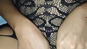 omg first time trying anal with my slutty filipina girlfriend in fishnets she's huge ass and natural tits bouncing everywhere