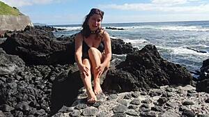 my seductive stepmom reveals foot fetish on public beach