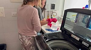 two horny latina lesbians tribbing wet pussies silently in kitchen kissing big asses passionately!