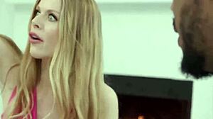 Petite shy blonde teen soaks wet pussy for massive bbc deepthroat