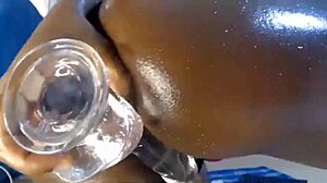 Ebony brunette spreads ass cheeks wide masturbating tight hole ready for your hard anal fuck