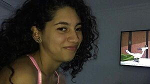 this hot 18yo latina teen gives sloppy oral on big cock