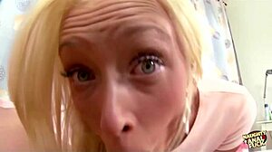 Her blue eyes widened from massive cock