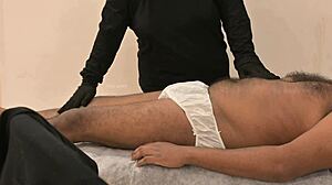 Spa massage ends with intense handjob finish