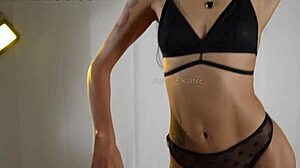 skinny colombian dances kinky on bed flashing tattooed ass!