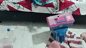 watching her do nails while i stroke myself close up