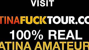 Curvy latina babe screams first time anal orgasm after deepthroating fat white monster cock rough!