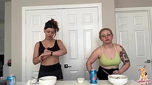 mukbang queen devours huge belly full tall stacks then burps loud