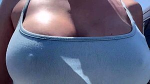 Artemisia love's huge italian milf tits bounce free outdoors no bra nipples hard