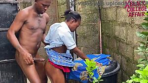 dude amateur ebony schoolgirl fucked rough outdoors after wet uniform