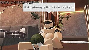 Cute blonde boy sucks soldier girl's cock for creampie finish