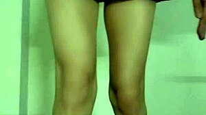 Suggestive outdoor shemale in cum-soaked panties upskirt after public dress masturbation