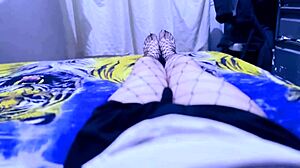 My latina tranny stepsis accidentally sends steamy striptease touching vid