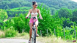 skinny german latina teen christy ley risks outdoor fuck with stranger