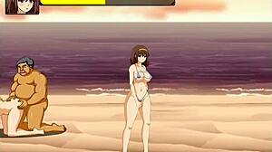 Pretty Bikini Anime Girl Gangbanged by Dozens of Men in BT Island Hentai Game Gameplay