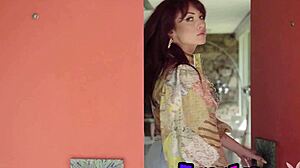 Classy all-natural REDHEAD MILF Kenna Vanessa STRIPS to reveal her HAIRY PUSSY and natural tits.