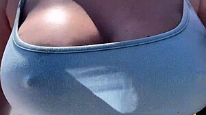 Artemisia love's huge italian milf tits bounce free outdoors no bra nipples hard