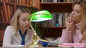ClubSweethearts unleashes library lust with juicy teen lesbians scissoring wet pussies
