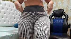 latina milf blonde shakes huge ass tits dancing sexy leggings wiggle
