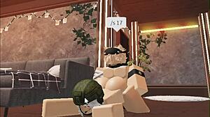 Cute blonde boy sucks soldier girl's cock for creampie finish