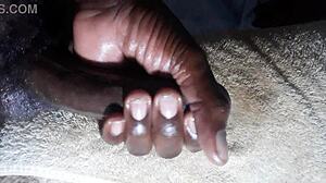 Ever seen huge cum explode from Kenya's big black dick handjob closeup?
