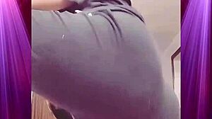 booty shakes wild in boyfriend's clothes domination style!