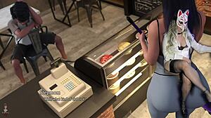 stepmom milf gulps down golden boy's monster cock in toilet stockings cosplay suck