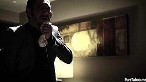 Rich pervert eyes babysitter teen's tight pussy. She ready to spread?