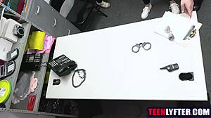 security guard catches shoplifting blonde teen then pounds her shaved pussy