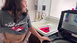 two horny latina lesbians tribbing wet pussies silently in kitchen kissing big asses passionately!