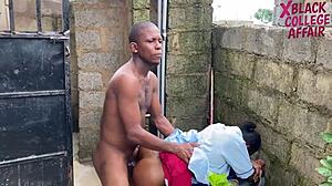 dude amateur ebony schoolgirl fucked rough outdoors after wet uniform