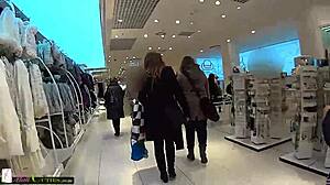 Broke mall teens trade cute outdoor masturbation for shop clothes and cash?