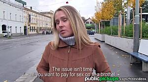 Euro Blonde Picked Up Street for Public Deepthroat