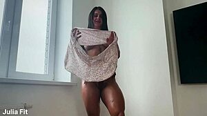 Busty Brazilian Babe Rides Big Cock Cowgirl, Gets Cumshot on Hairy Pussy and Tanned Ass