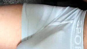 got a hardon bulging in these tight shorts outdoors