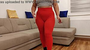 Wow! Curvy milf tries on huge ass hugging leggings and tight pants haul!