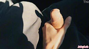 stepsis yanks juicy cock while driving then puffy pussy lips beg for more