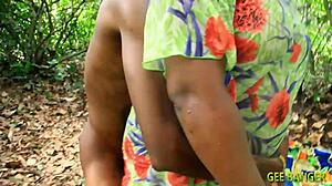 chubby ebony big ass fucked doggystyle outdoor big black cock hairy pussy