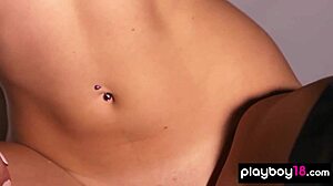 ali rose strips lingerie showing shaved pussy and big natural tits