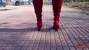 Emmita misbehaves outdoors so Fedora binds and punishes her with strapon