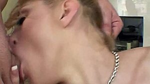 Skinny teen with perfect naturals gags on big dicks at bukkake blowbang then swallows massive facials