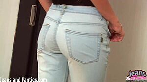 Skinny Milf Tries Tight Jeans Before Neighbor Nude Striptease