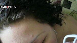 Young chubby brunette gives sensual pov blowjob ending in hot facial