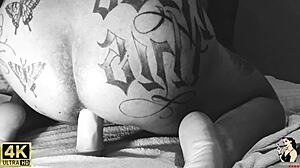 famous singer spreads wide for mega vaginal toy deep in her pussy on trailer.