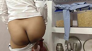 Quick kitchen fuck with girlfriend turns wild, she's bent over moaning loud!